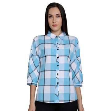 Mantra Blue cotton Bishop sleeve shirt