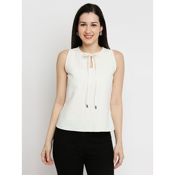 Mantra white solid halter neck top