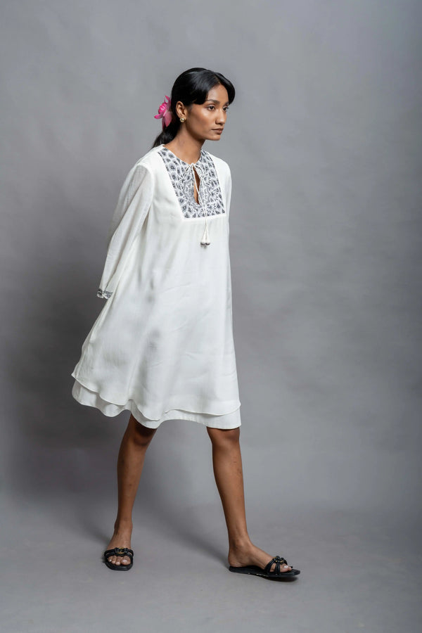 The Arunima Dress | Hand Crafted White Muslin Dress