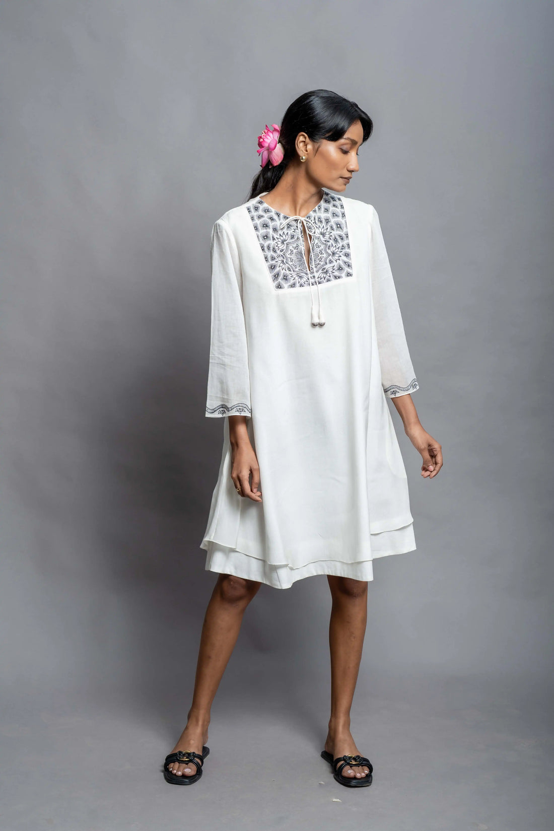 The Arunima Dress | Hand Crafted White Muslin Dress