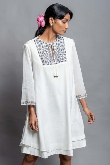 The Arunima Dress | Hand Crafted White Muslin Dress