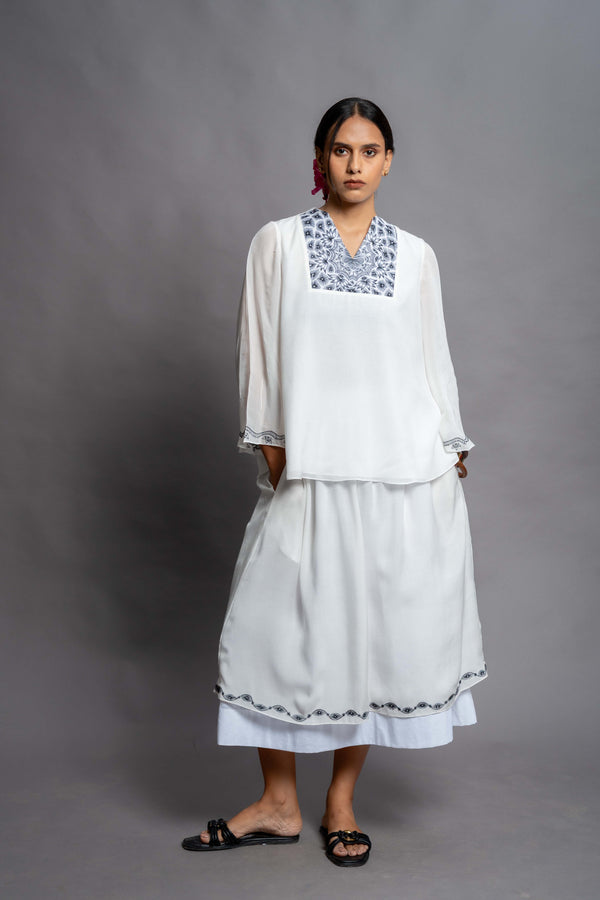 The Tamara Skirt | Hand Embroidered Silk Muslin Skirt