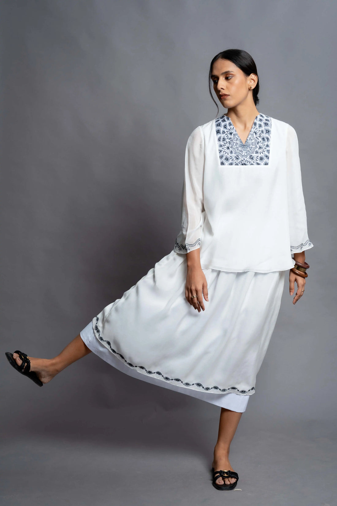 The Tamara Skirt | Hand Embroidered Silk Muslin Skirt