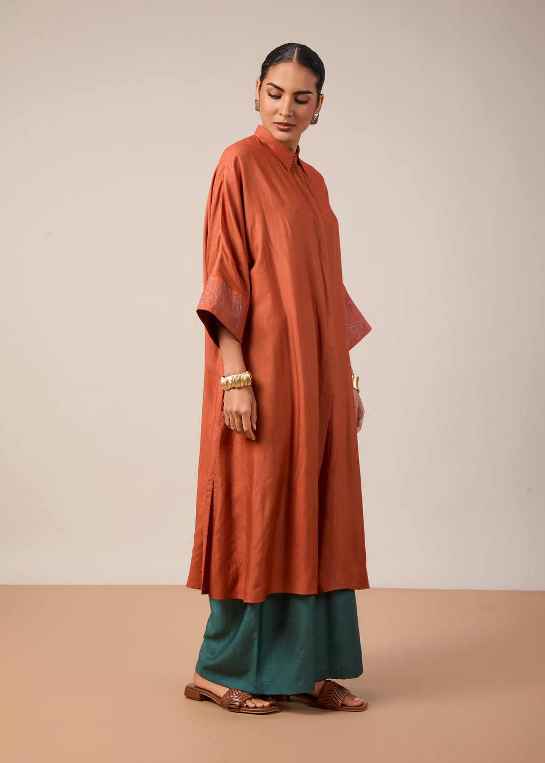 The Akshara Kurta Set Rust