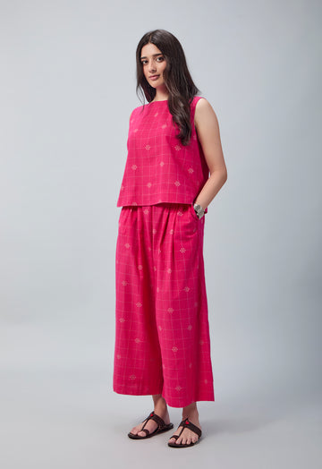 Gulnaar Co-ord Set | Pink Jamdani Cotton