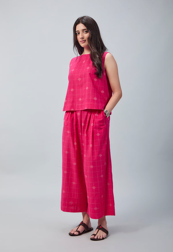 Gulnaar Co-ord Set | Pink Jamdani Cotton
