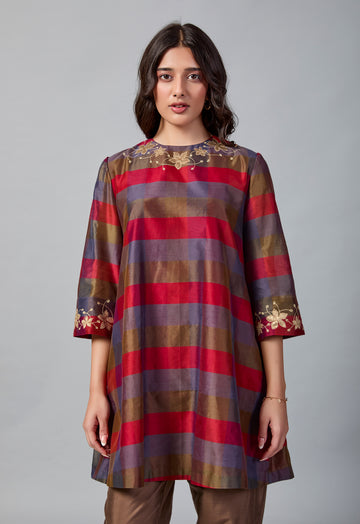 Gulhaar Kurta Set | Red, Mauve, Brown
