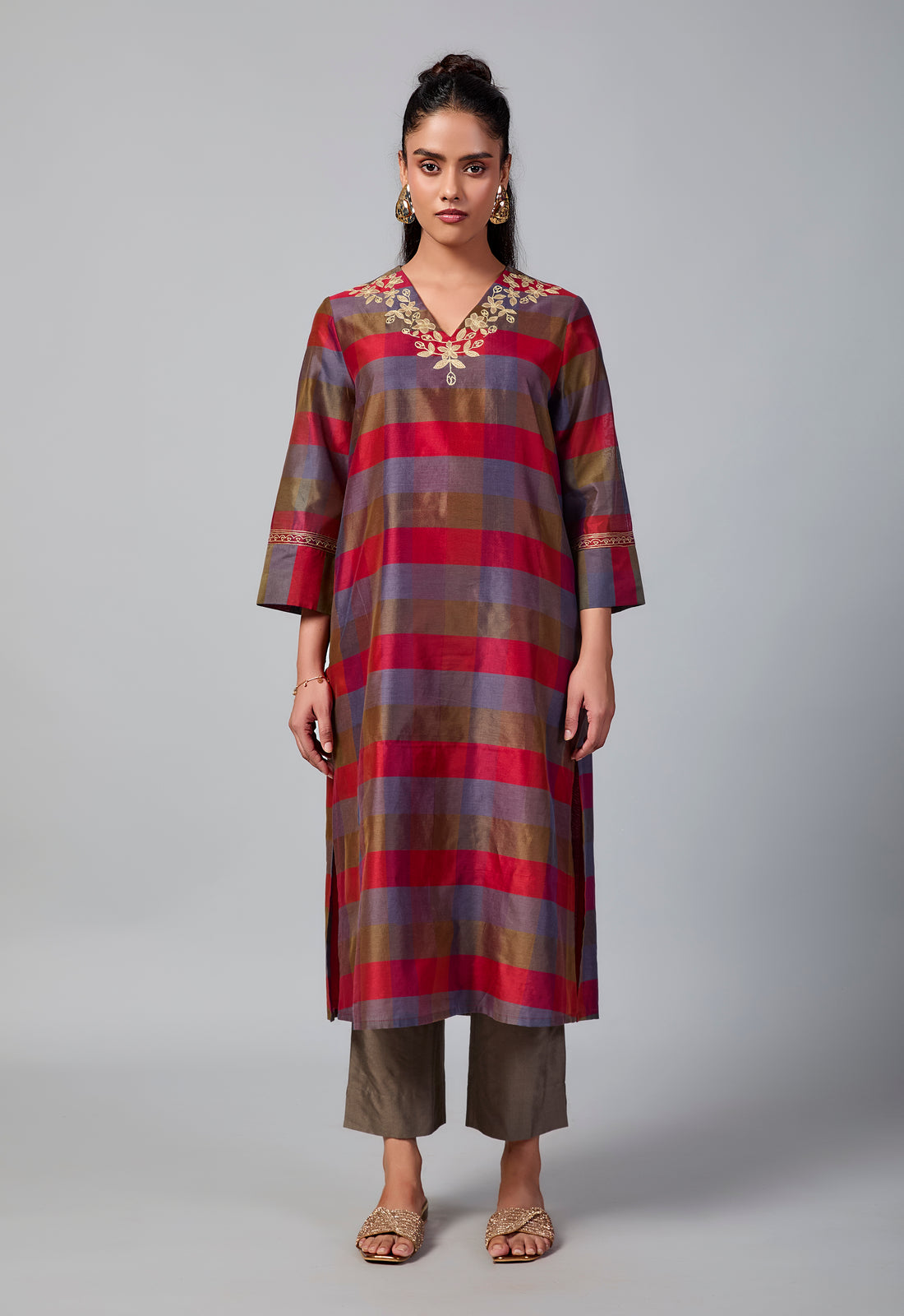 Kanak Kurta Set | Red, Mauve, Brown