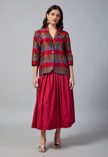 Meher Co-ord Set | Red, Mauve, Brown