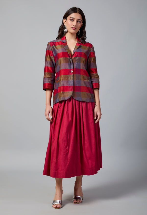 Meher Co-ord Set | Red, Mauve, Brown
