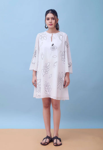 Siya Dress | Botanical Applique Embroidery