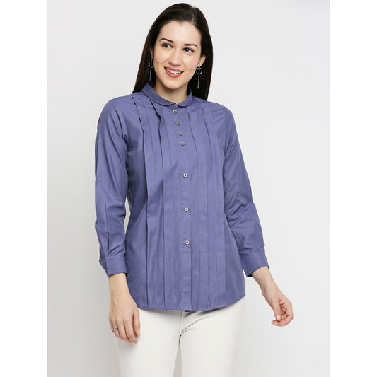 Mantra blue Knife pleats shirt