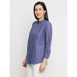 Mantra blue Knife pleats shirt
