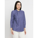 Mantra blue Knife pleats shirt