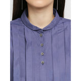 Mantra blue Knife pleats shirt