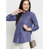 Mantra blue Knife pleats shirt