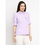 Mantra purple embroidered pocket shirt