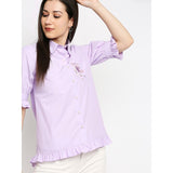 Mantra purple embroidered pocket shirt