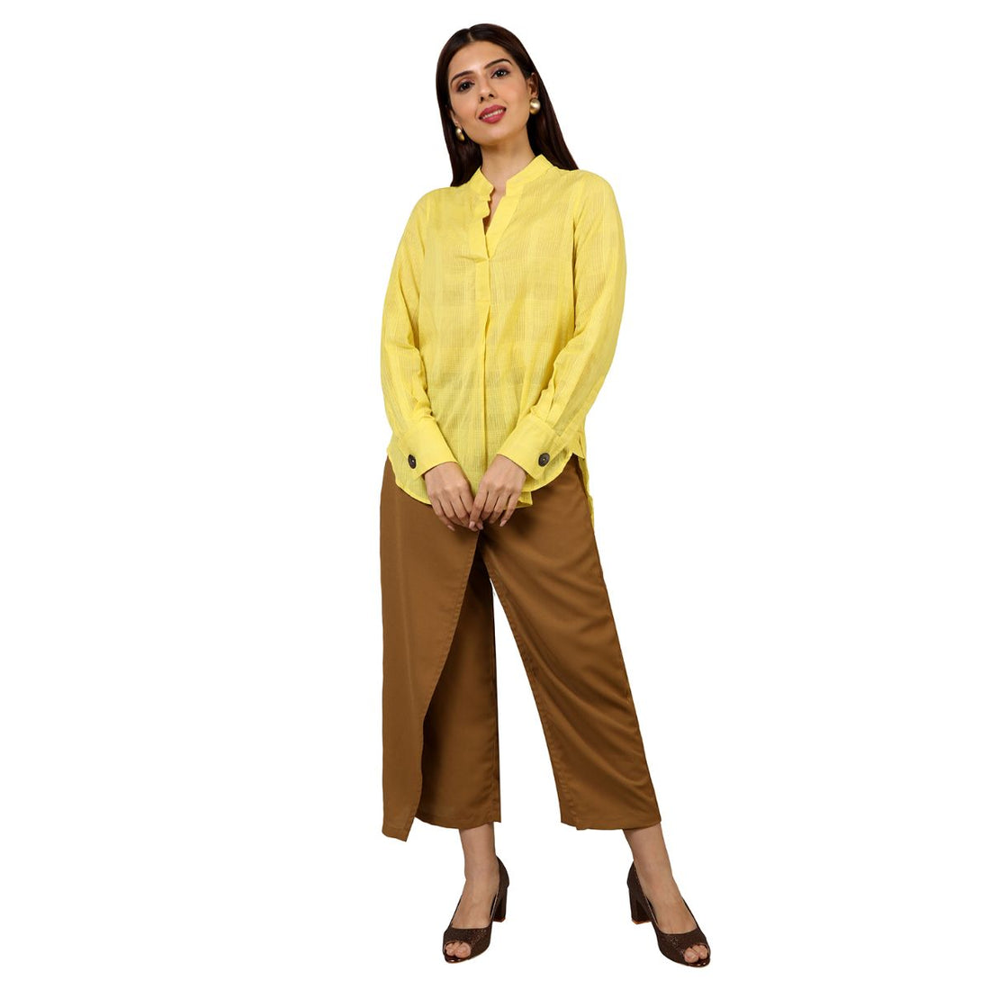 Mantra olive solid overlap culottes