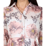 Mantra peach Floral printed Tie-up shirt