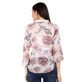 Mantra peach Floral printed Tie-up shirt