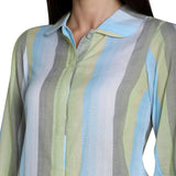 Mantra Blue Cotton stripes Stylized Shirt