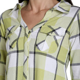 Mantra Green Cotton Checks Frayed Shirt