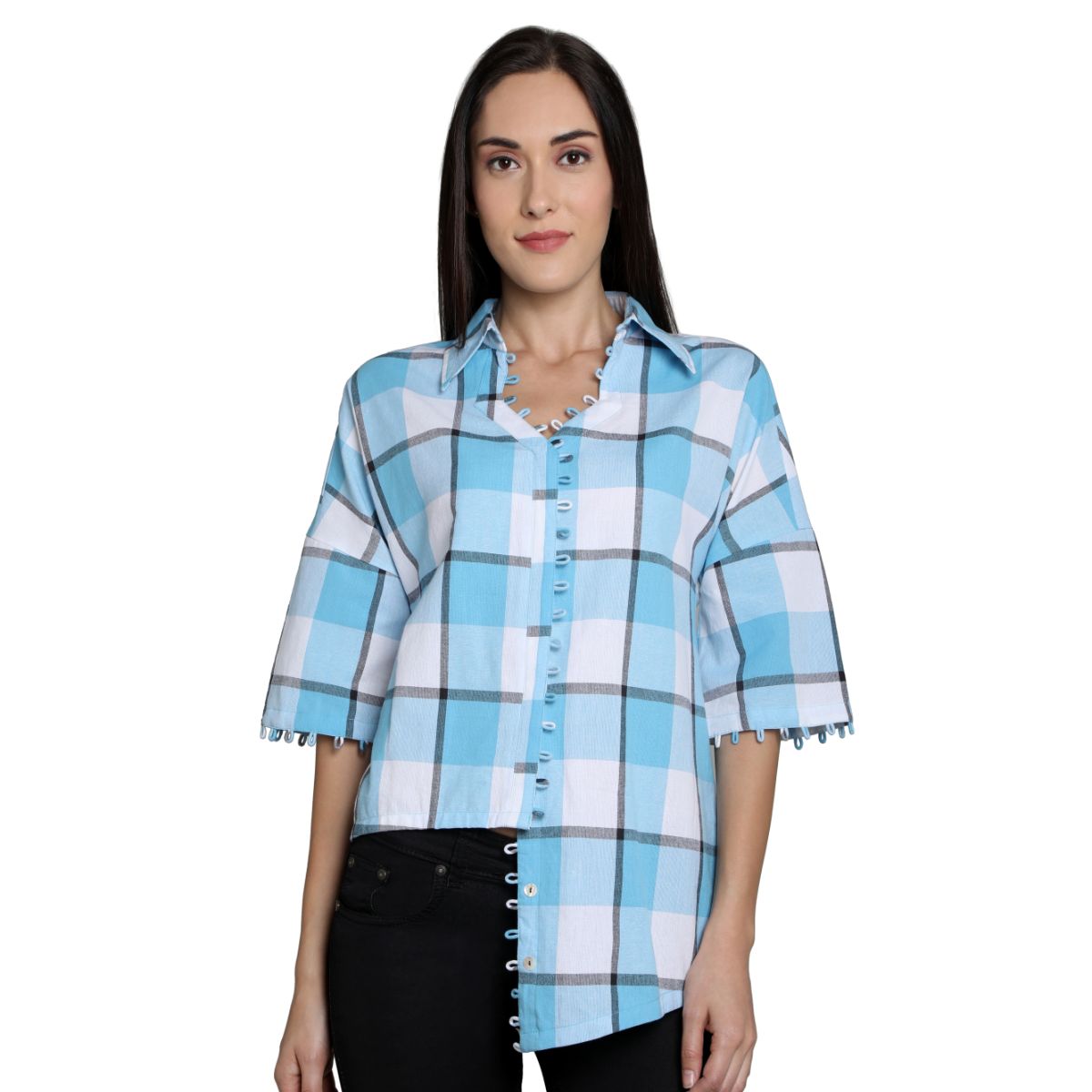Mantra Blue cotton Asymmetrical Shirt