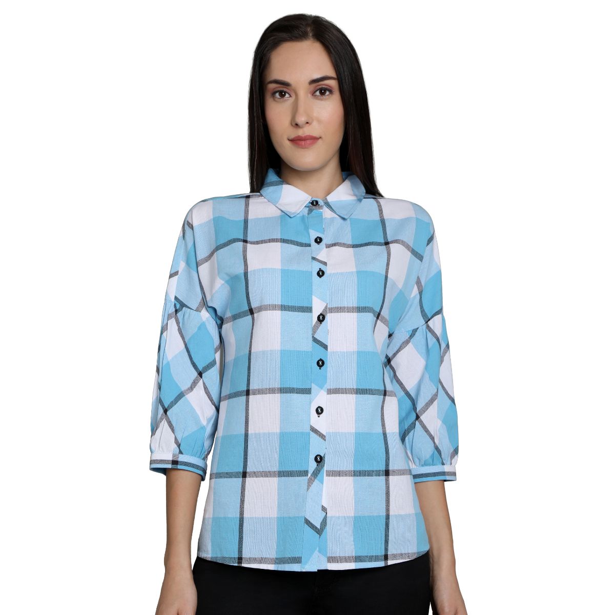 Mantra Blue cotton Bishop sleeve shirt