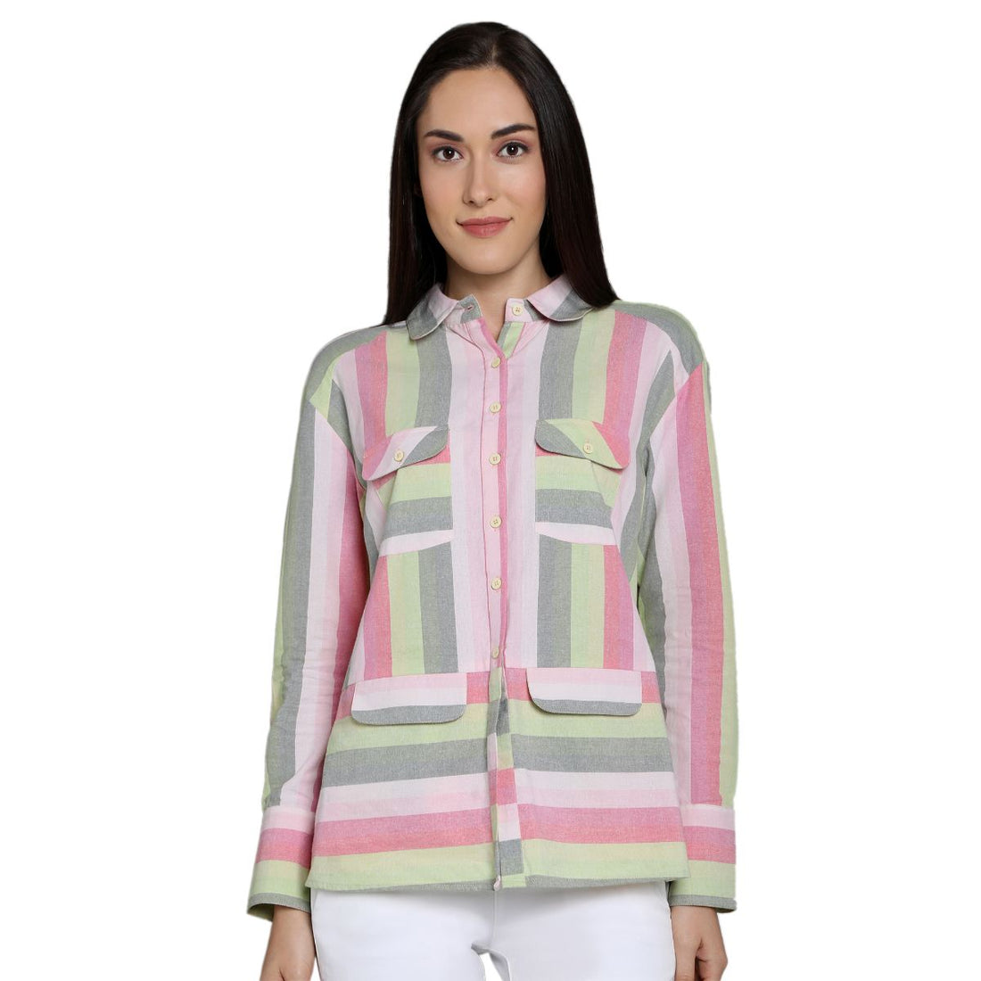 Mantra pink stripe Cotton Boxy shirt