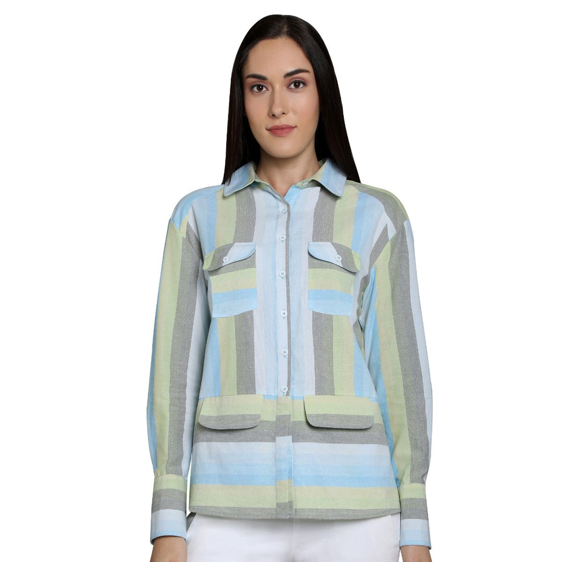 Mantra Blue stripe Cotton Boxy shirt