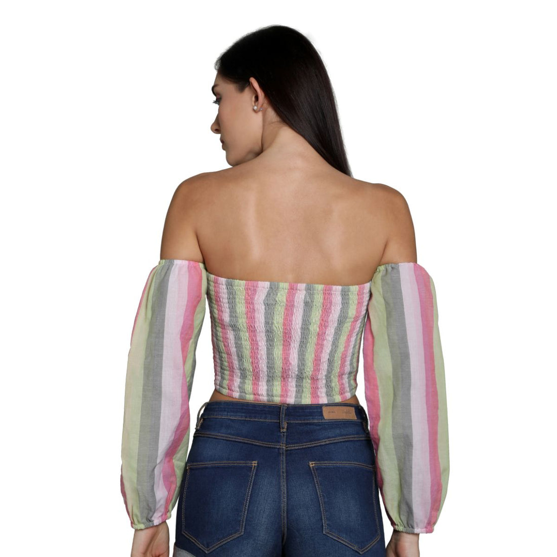 Mantra Pink cotton Off shoulder crop top