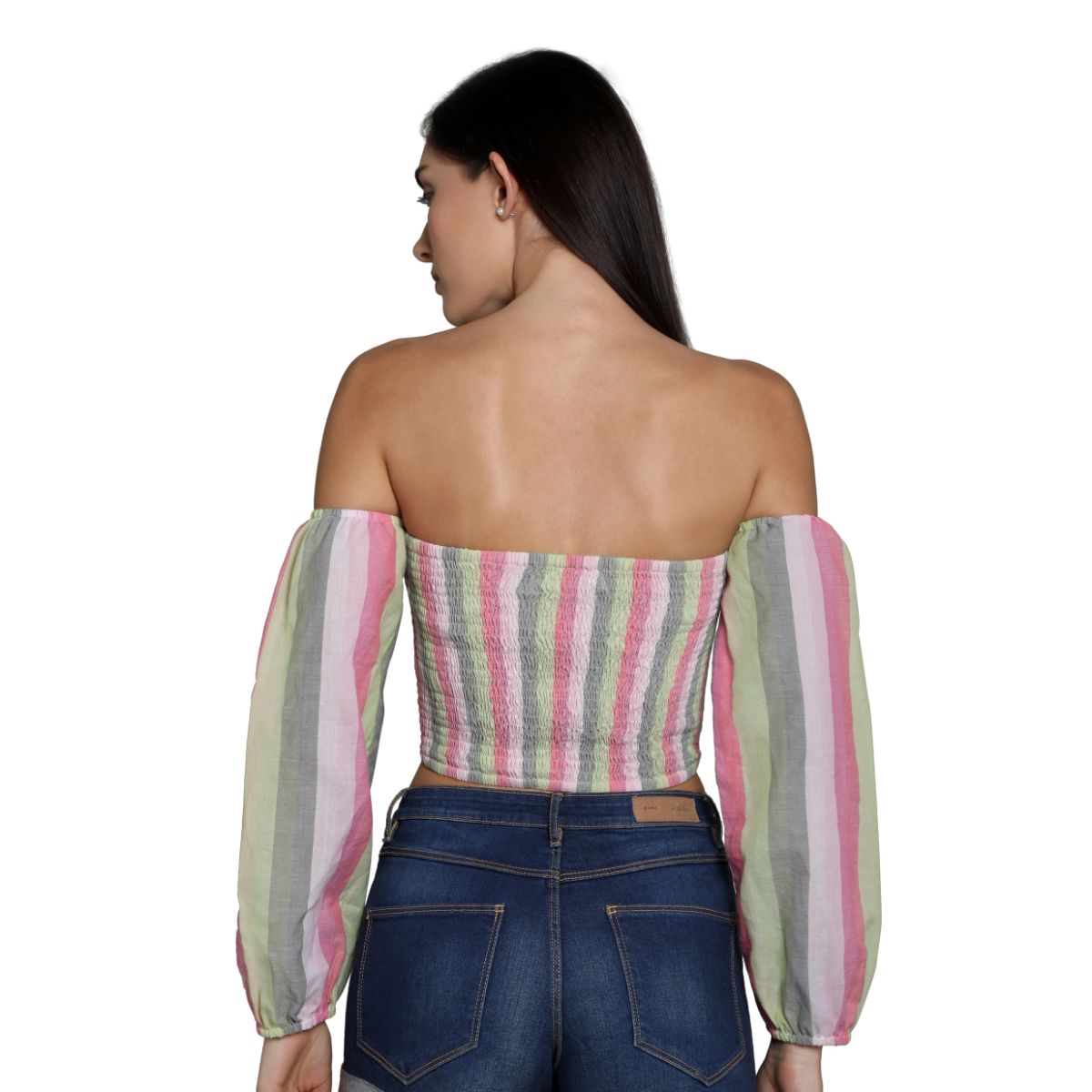 Mantra Pink cotton Off shoulder crop top
