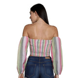 Mantra Pink cotton Off shoulder crop top