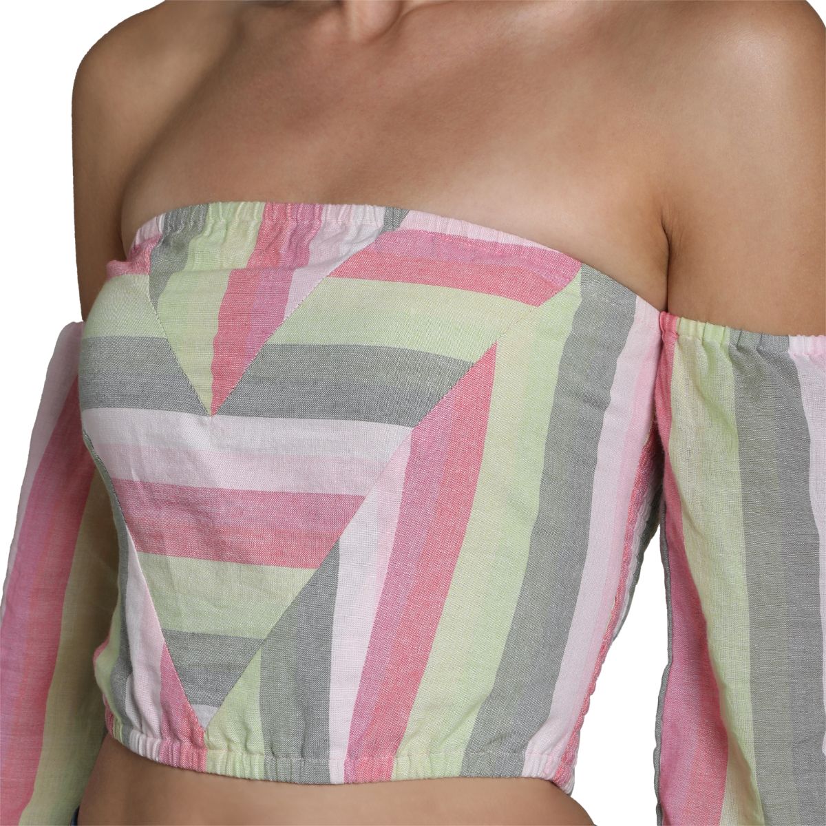 Mantra Pink cotton Off shoulder crop top