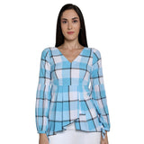 Mantra blue cotton Balloon sleeve top