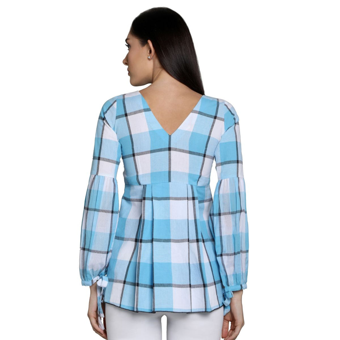 Mantra blue cotton Balloon sleeve top
