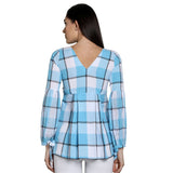 Mantra blue cotton Balloon sleeve top
