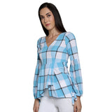 Mantra blue cotton Balloon sleeve top