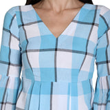 Mantra blue cotton Balloon sleeve top