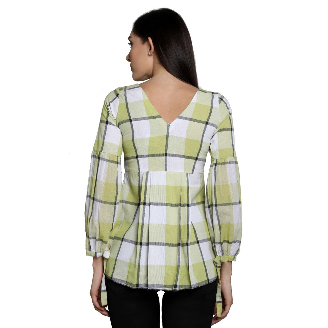 Mantra Green cotton Balloon sleeve top