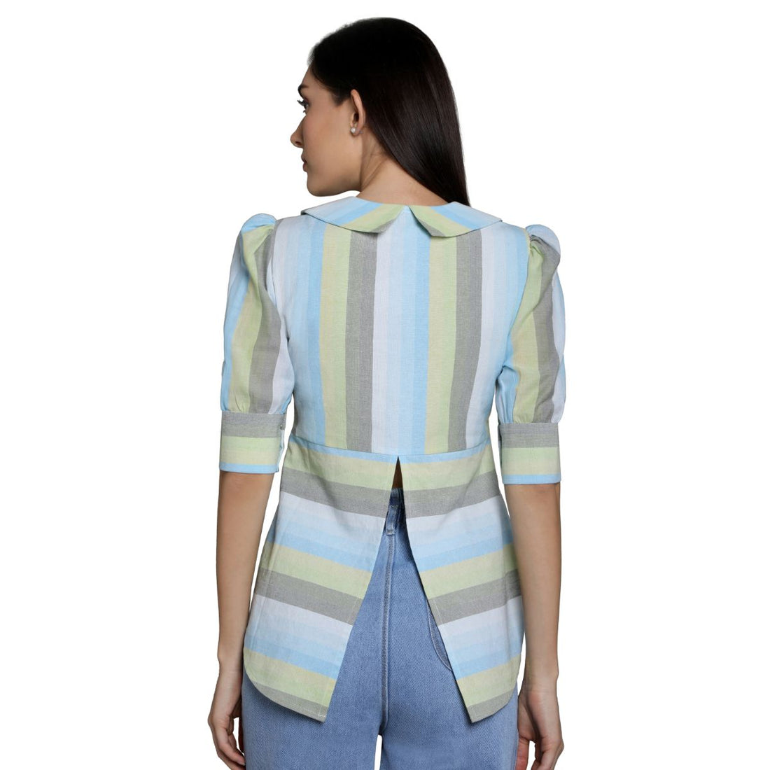Mantra Blue  cotton Sailor collar top