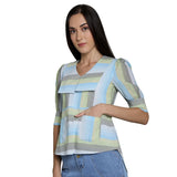 Mantra Blue  cotton Sailor collar top