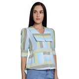 Mantra Blue  cotton Sailor collar top