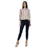 Mantra Pink cotton Bow neck top
