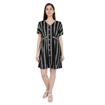 Mantra Black printed dolman sleeve Dress