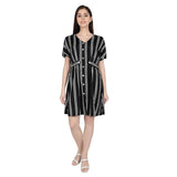 Mantra Black printed dolman sleeve Dress