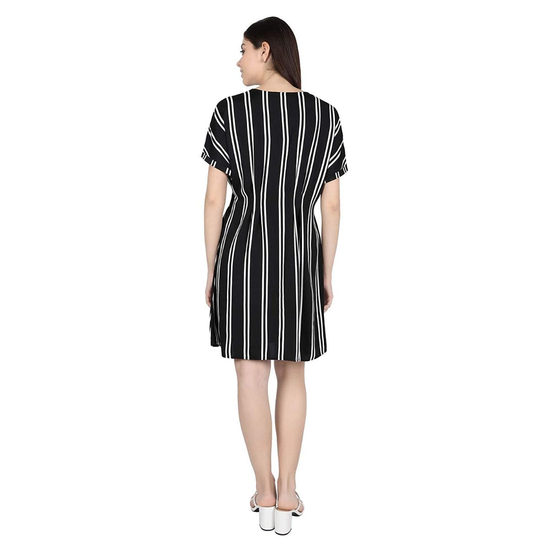 Mantra Black printed dolman sleeve Dress