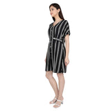 Mantra Black printed dolman sleeve Dress