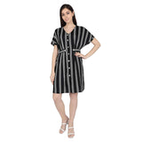 Mantra Black printed dolman sleeve Dress